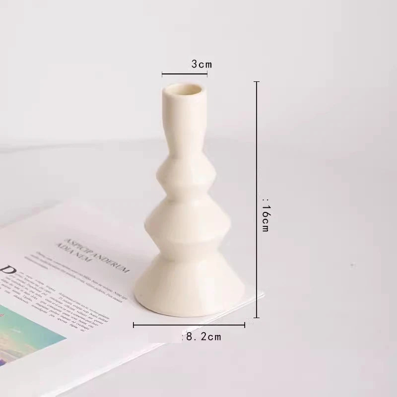 Modern Cream Ceramic Candlestick - Luxury Decorative Accent for Living Spaces