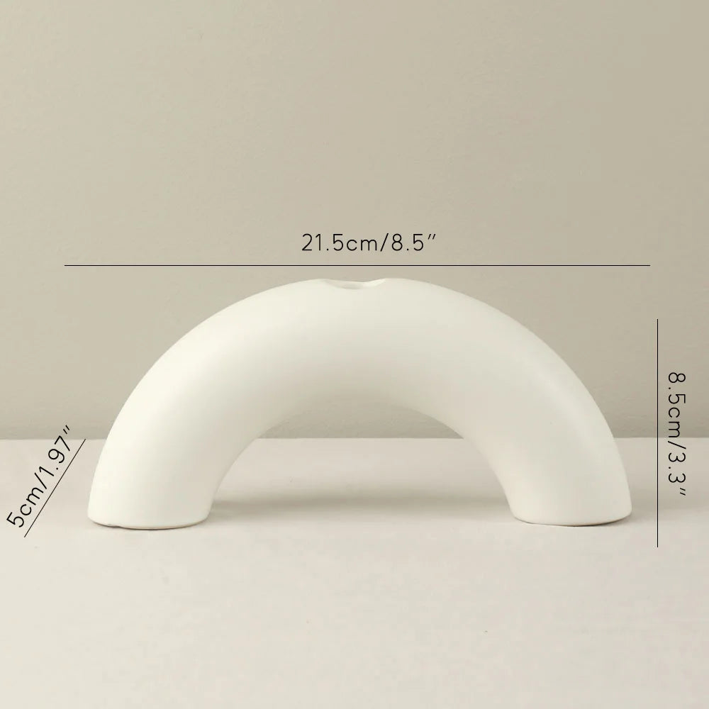Nordic Geometric Arch Ceramic Candle Holder - Minimalist Pillar Stand