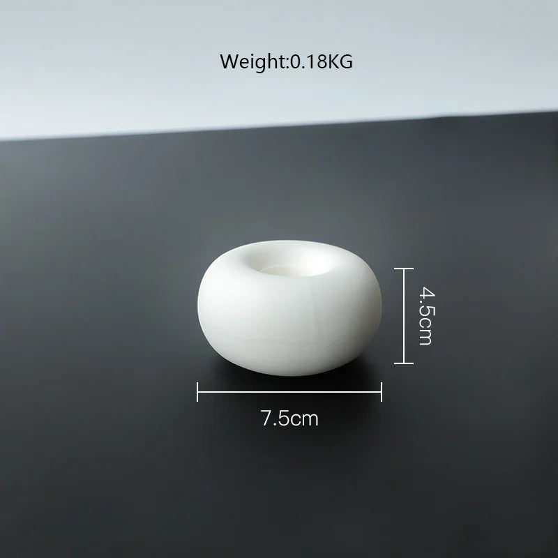 Nordic White Ceramic Candlestick Holder - Elegant Pillar Stand for Home