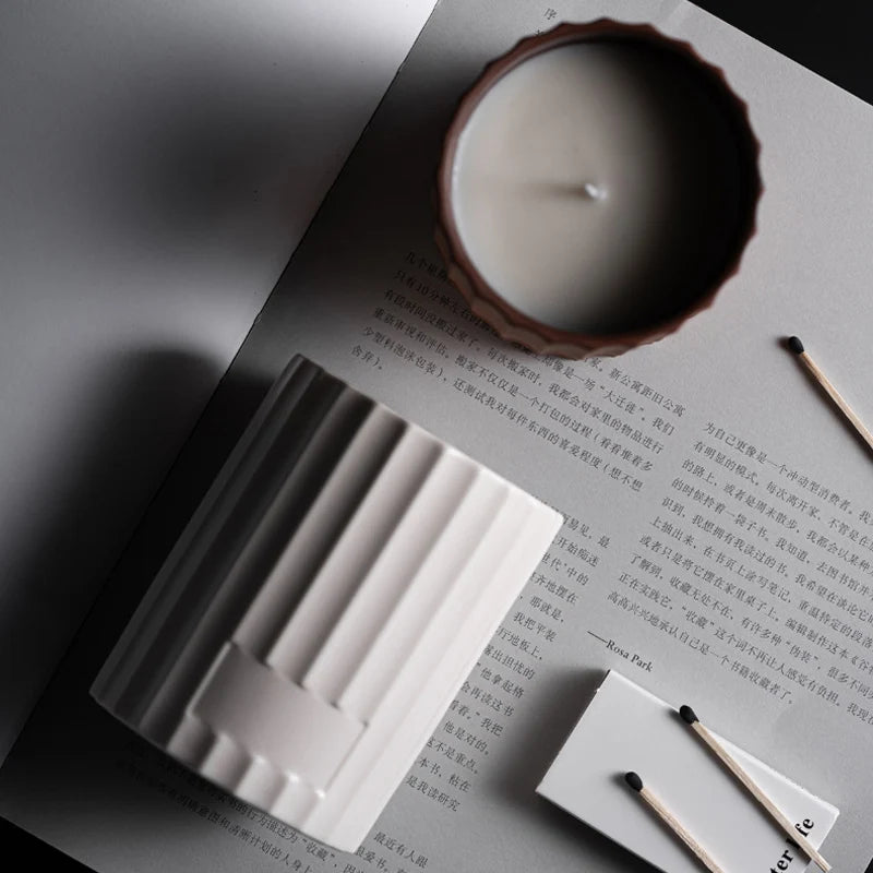 Fired Retro Ceramic Candle Jar - Minimalist Cylindrical Container for Home Décor