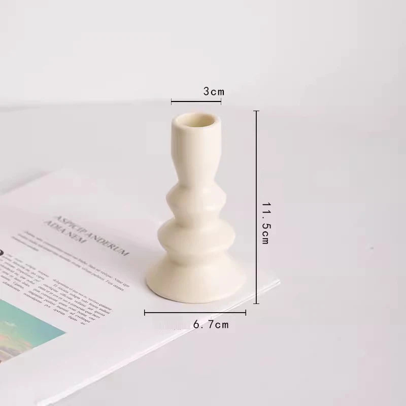Modern Cream Ceramic Candlestick - Luxury Decorative Accent for Living Spaces