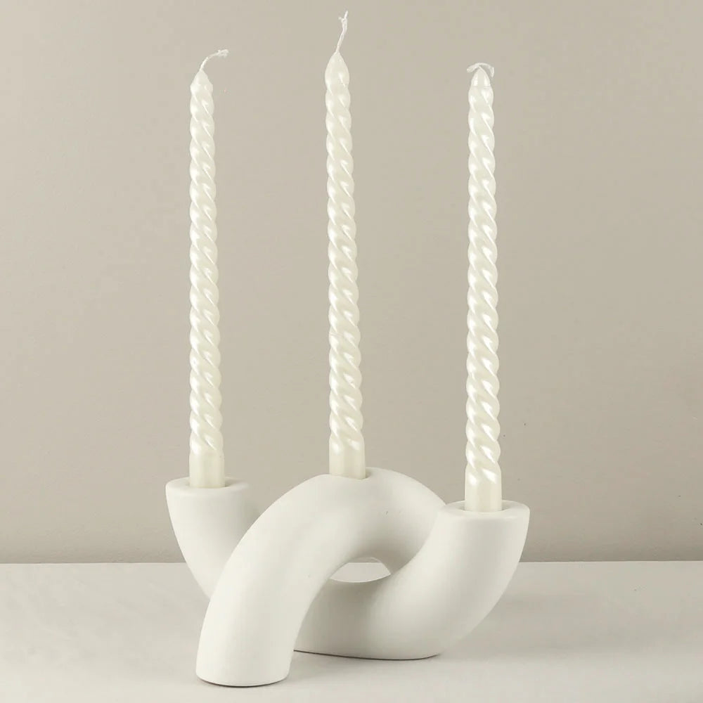 Nordic Geometric Arch Ceramic Candle Holder - Minimalist Pillar Stand