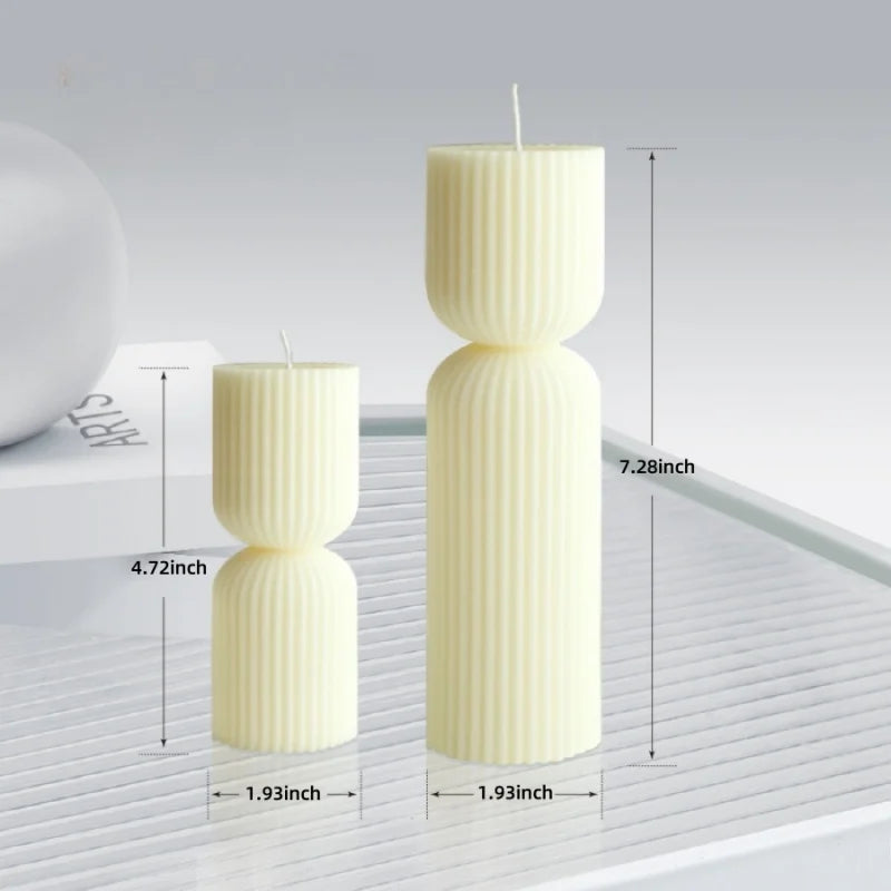 Ribbed Pillar Soy Wax Candle – Elegant Aromatherapy Accent