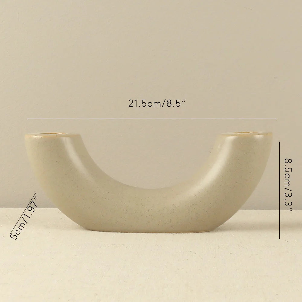 Nordic Geometric Arch Ceramic Candle Holder - Minimalist Pillar Stand