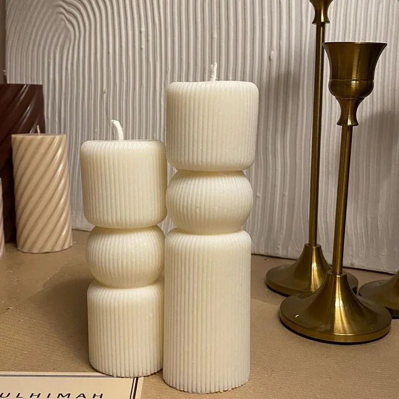 Roman Stripe Pillar Candle Mold – DIY Silicone Candle Tool