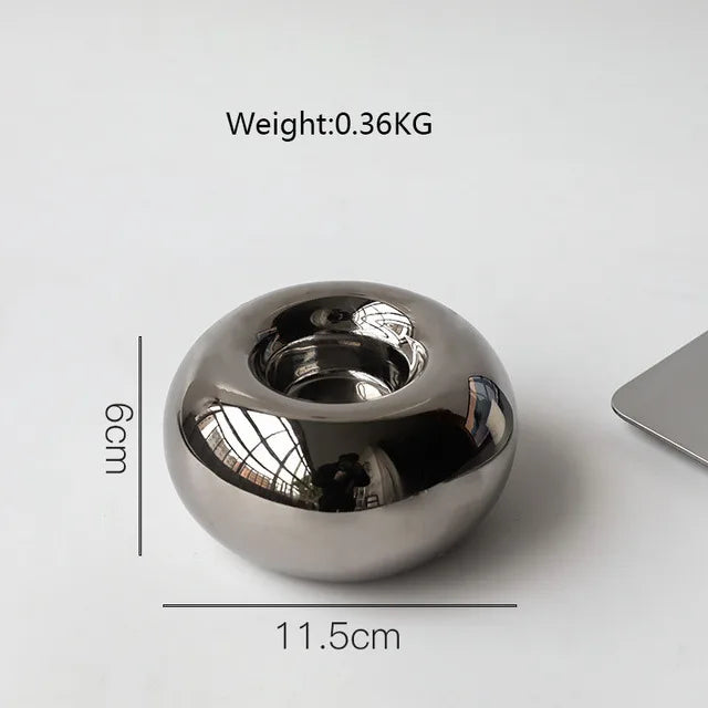 Nordic White Ceramic Candlestick Holder - Elegant Pillar Stand for Home