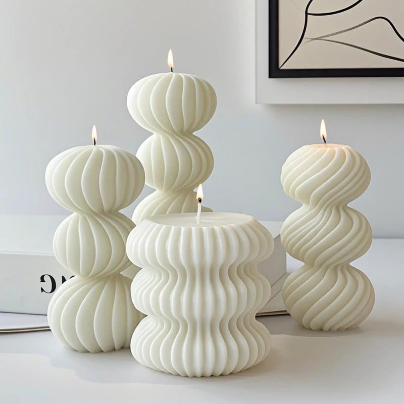Nordic Wave Scented Candle – Elegant Striped Sphere