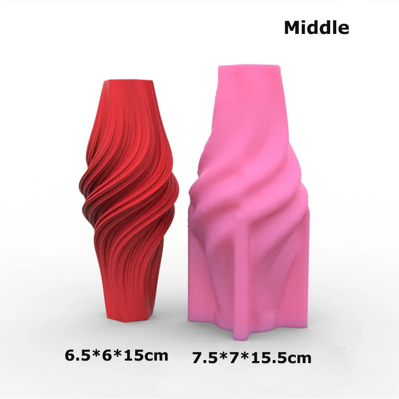 Wave Twirl Pillar Candle Mold – Handmade Silicone DIY Candle Tool