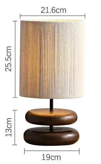 Japanese Walnut Wood Table Lamp - Soft Fabric Shade for Calm, Balanced Interiors