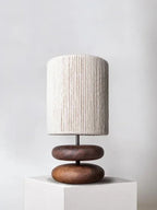 Japanese Walnut Wood Table Lamp - Soft Fabric Shade for Calm, Balanced Interiors