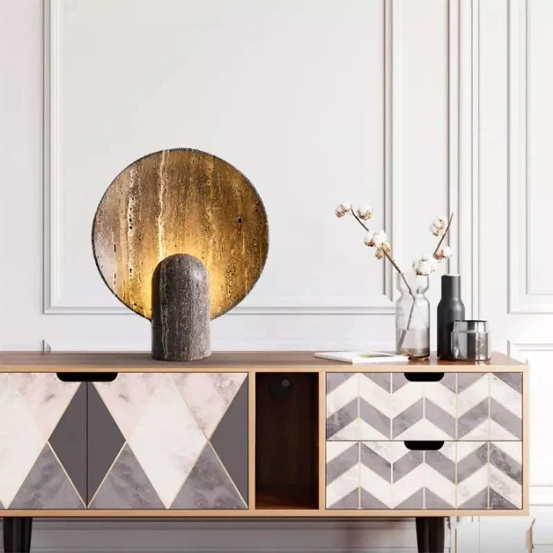 Sculptural Resin Table Lamp - Dark Nordic Glow