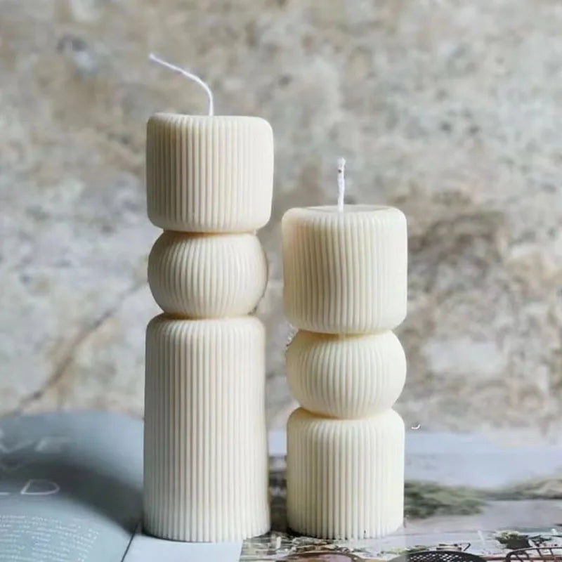 Roman Stripe Pillar Candle Mold – DIY Silicone Candle Tool