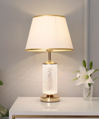 Luminous Glass Table Lamp with Soft Fabric Shade