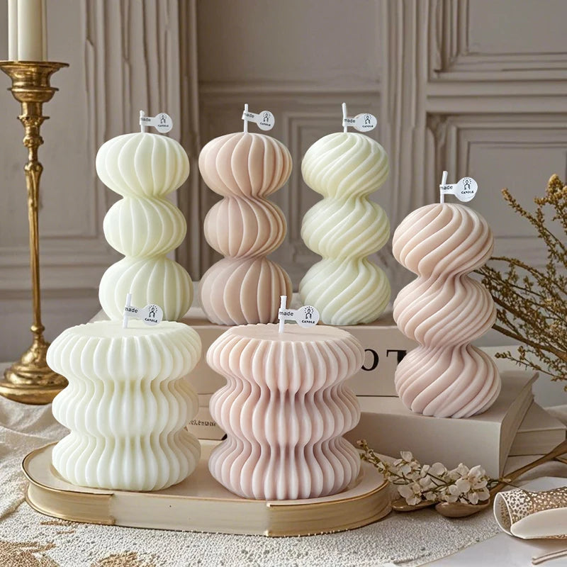 Nordic Wave Scented Candle – Elegant Striped Sphere