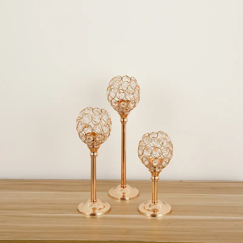 Vintage Crystal Gold Tealight Candle Holder - Elegant Decorative Candle Stand for Home & Events