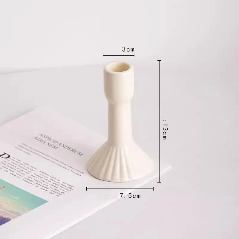 Modern Cream Ceramic Candlestick - Luxury Decorative Accent for Living Spaces