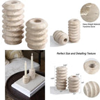 Natural Travertine Stone Candlestick Set - Elegant Home & Wedding Decor (Set of 2)