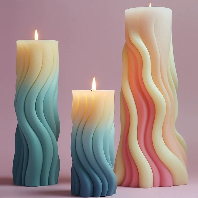 Twisted Wave Silicone Candle Mold – Spiral Geometric Column