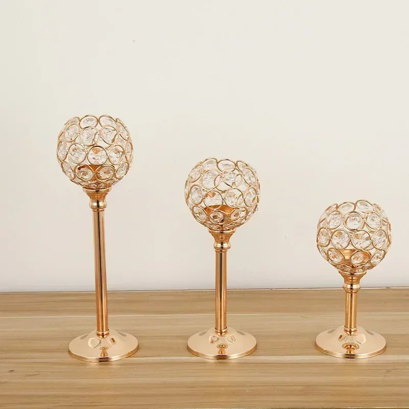 Vintage Crystal Gold Tealight Candle Holder - Elegant Decorative Candle Stand for Home & Events