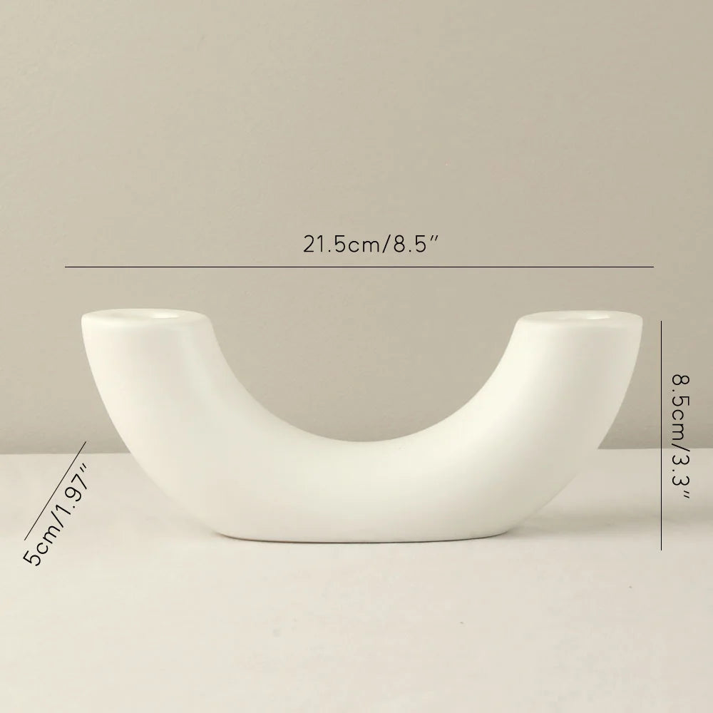 Nordic Geometric Arch Ceramic Candle Holder - Minimalist Pillar Stand
