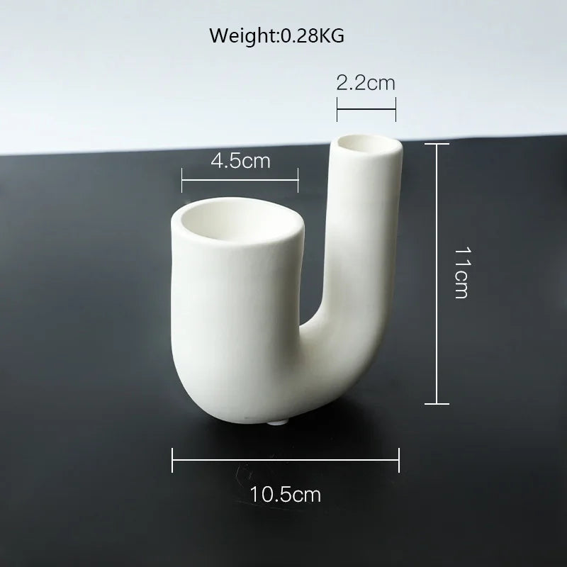 Nordic White Ceramic Candlestick Holder - Elegant Pillar Stand for Home