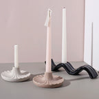 Nordic Wave Pattern Ceramic Candle Holder - Unique Decorative Stand for Cozy Home Ambiance