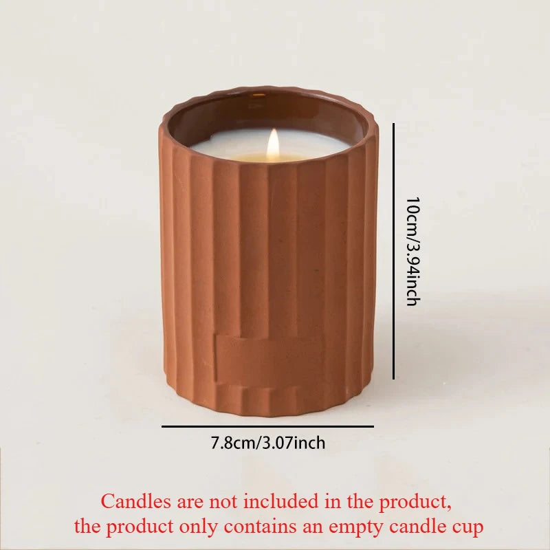 Fired Retro Ceramic Candle Jar - Minimalist Cylindrical Container for Home Décor