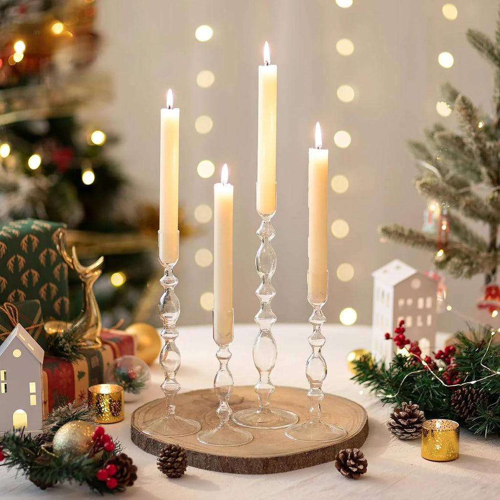 Vintage Glass Candlestick Set
