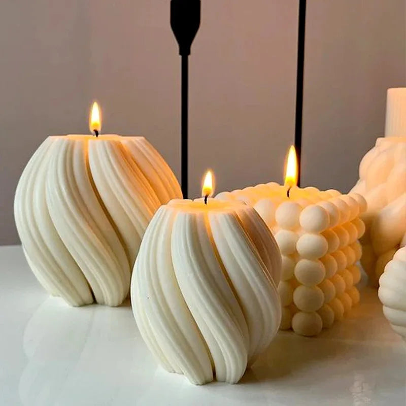 3D Swirl Pillar Candle Mold – Artistic Silicone DIY Candle Making Tool