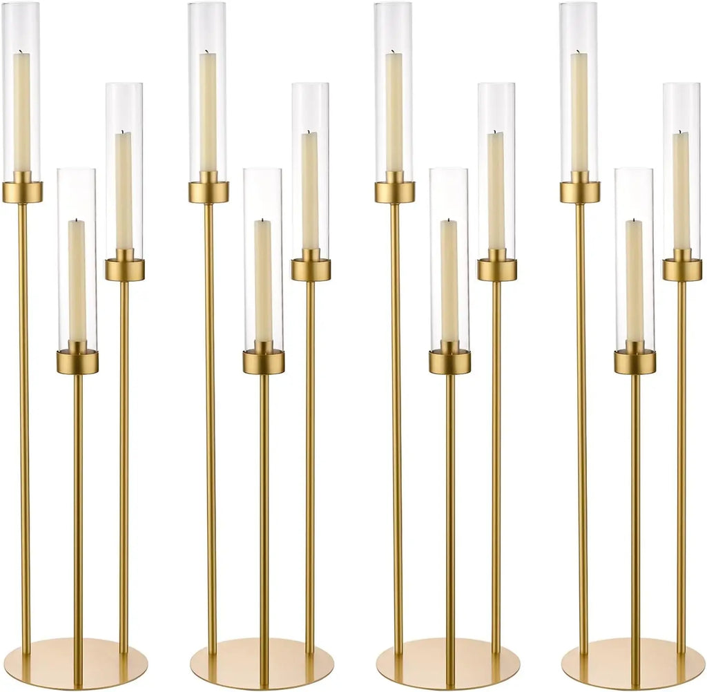 Gold 3-Arm Candelabra Set - Elegant Centerpieces for Weddings, Events & Home Décor