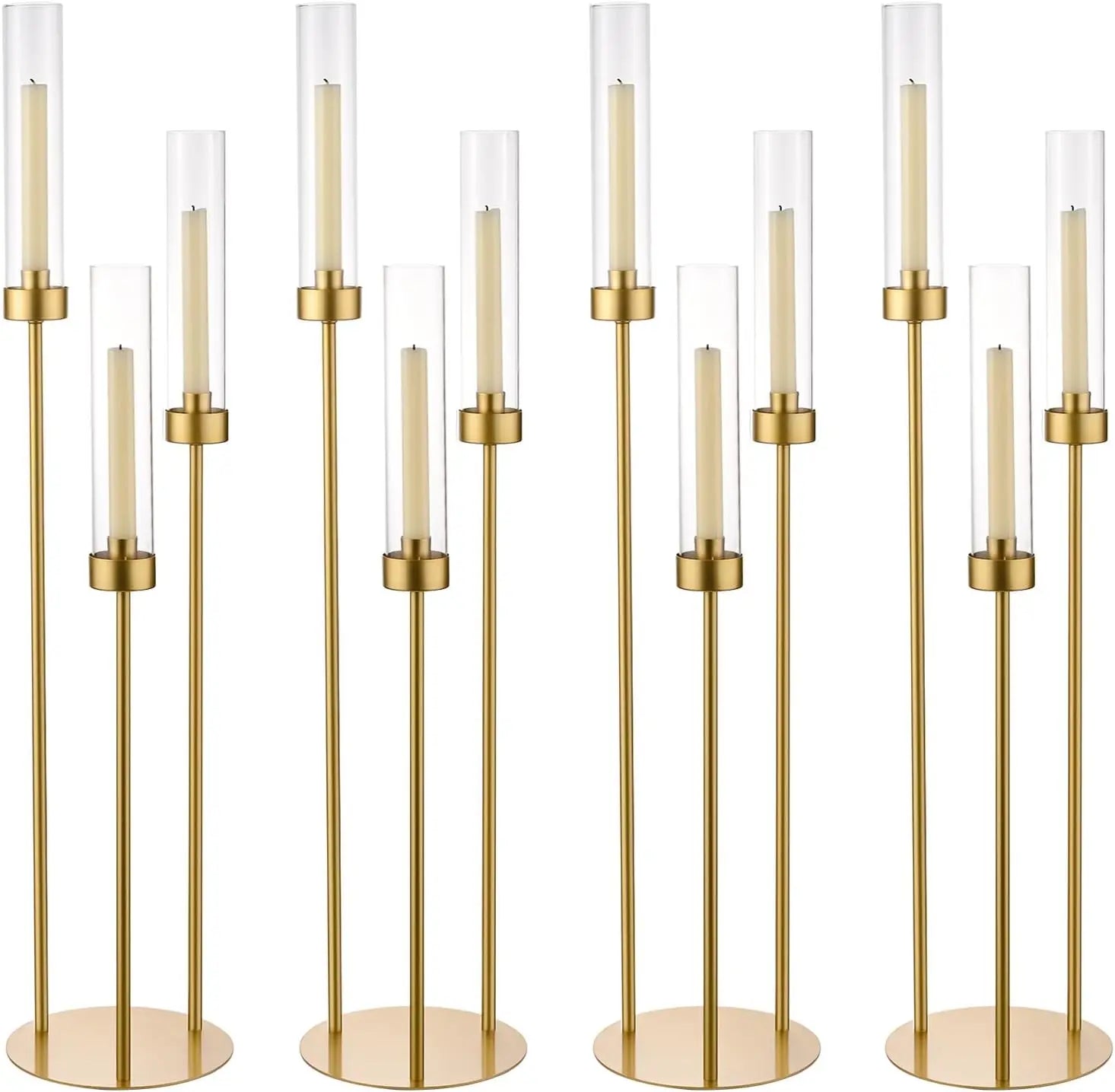 Gold 3-Arm Candelabra Set - Elegant Centerpieces for Weddings, Events & Home Décor