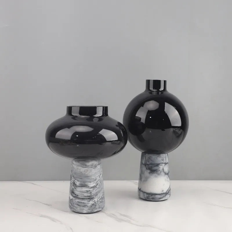 Smoked Glass Marble Vase