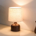 Japanese Wood-Grain Fabric Bedside Lamp