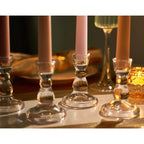 Thickened Clear Glass Taper Candle Holders - Set of 10 for Weddings and Home Décor