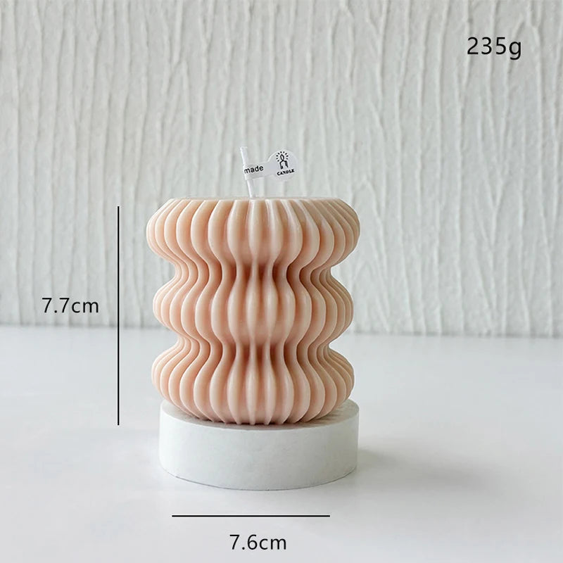 Nordic Wave Scented Candle – Elegant Striped Sphere