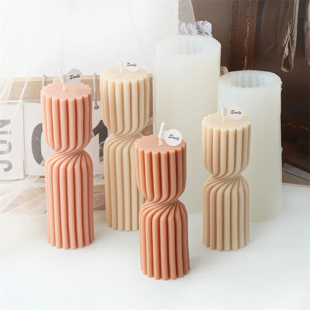Spiral Cylinder Candle Mold – Artistic Silicone Candle Casting Tool