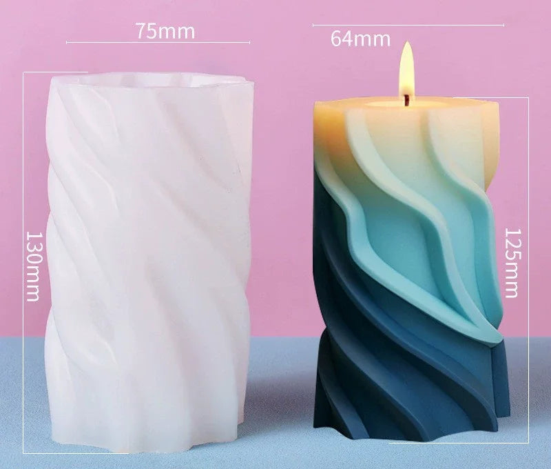 Twisted Wave Silicone Candle Mold – Spiral Geometric Column