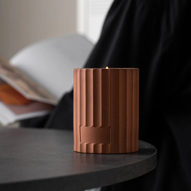 Fired Retro Ceramic Candle Jar - Minimalist Cylindrical Container for Home Décor