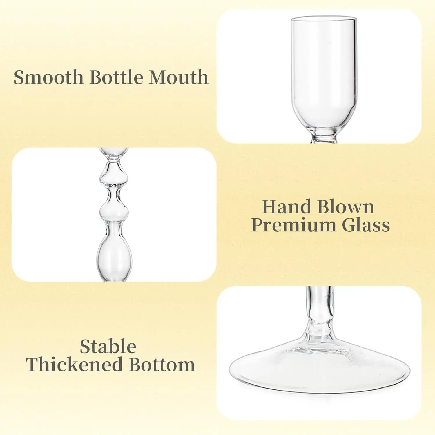 Assorted Clear Glass Candlestick Set - Vintage-Inspired Taper Holders (Set of 4)