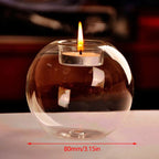 Clear Glass Tealight Candle Holder - Hollow Round Minimalist Accent