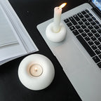 Nordic White Ceramic Candlestick Holder - Elegant Pillar Stand for Home