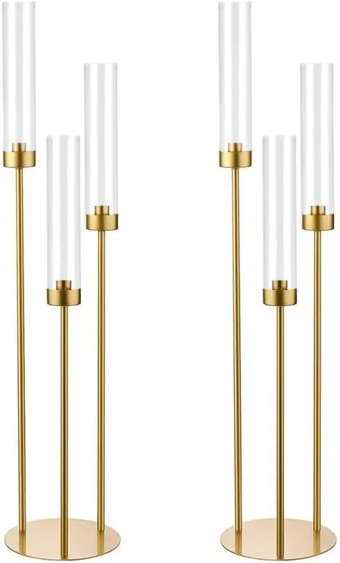 Gold 3-Arm Candelabra Set - Elegant Centerpieces for Weddings, Events & Home Décor