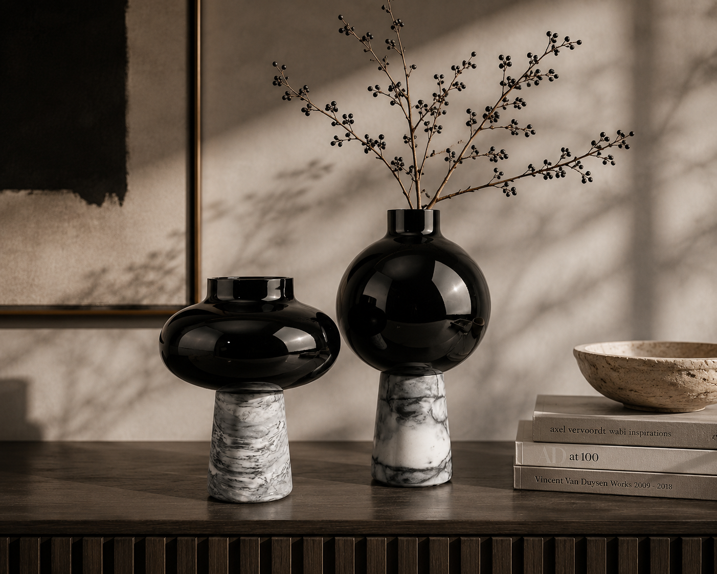 Smoked Glass Marble Vase