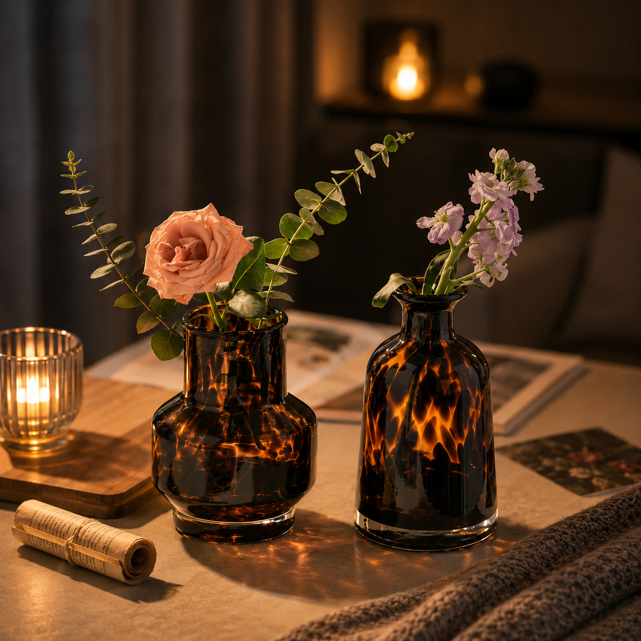 Amber Leopard Glass Vase