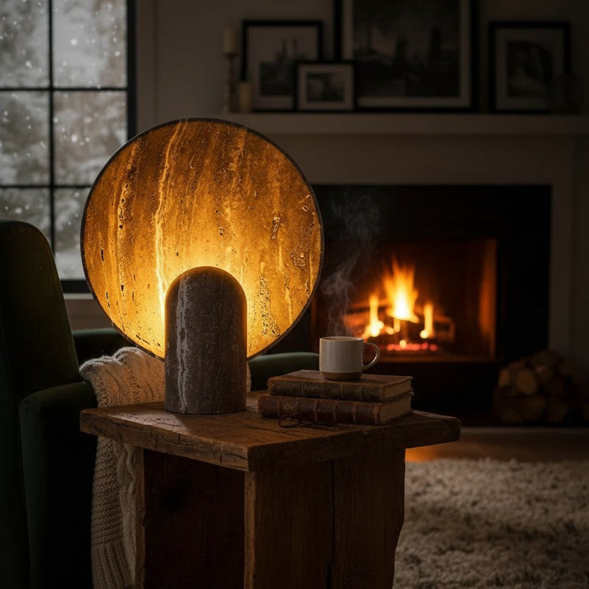 Sculptural Resin Table Lamp - Dark Nordic Glow